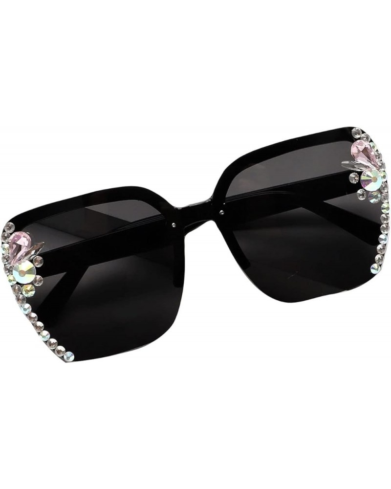 Oversized Rimless bling Diamond Sun Glasses Women UV400 Crystal Square Sunglasses Luxury Jewelry Rhinestone Sunglasse Black $...