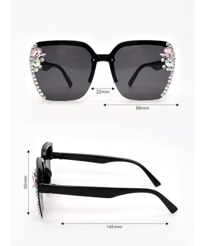 Oversized Rimless bling Diamond Sun Glasses Women UV400 Crystal Square Sunglasses Luxury Jewelry Rhinestone Sunglasse Black $...