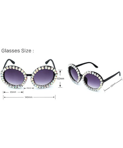 Fashion Sparkling Rhinestone Sunglasses Sunglasses Womens Crystal Diamond Sunglasses Retro Ladies Bling Round Eyewear Black&o...