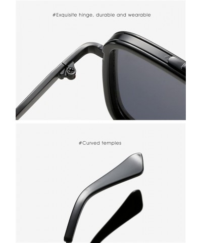 Fashion Retro Square Men and Women Sunglasses Outdoor Holiday Sunglasses (Color : G, Size : Medium) Medium A $15.33 Designer