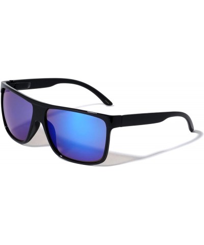 One Piece Frame Classic Square Color Mirror Sunglasses Blue $11.94 Aviator