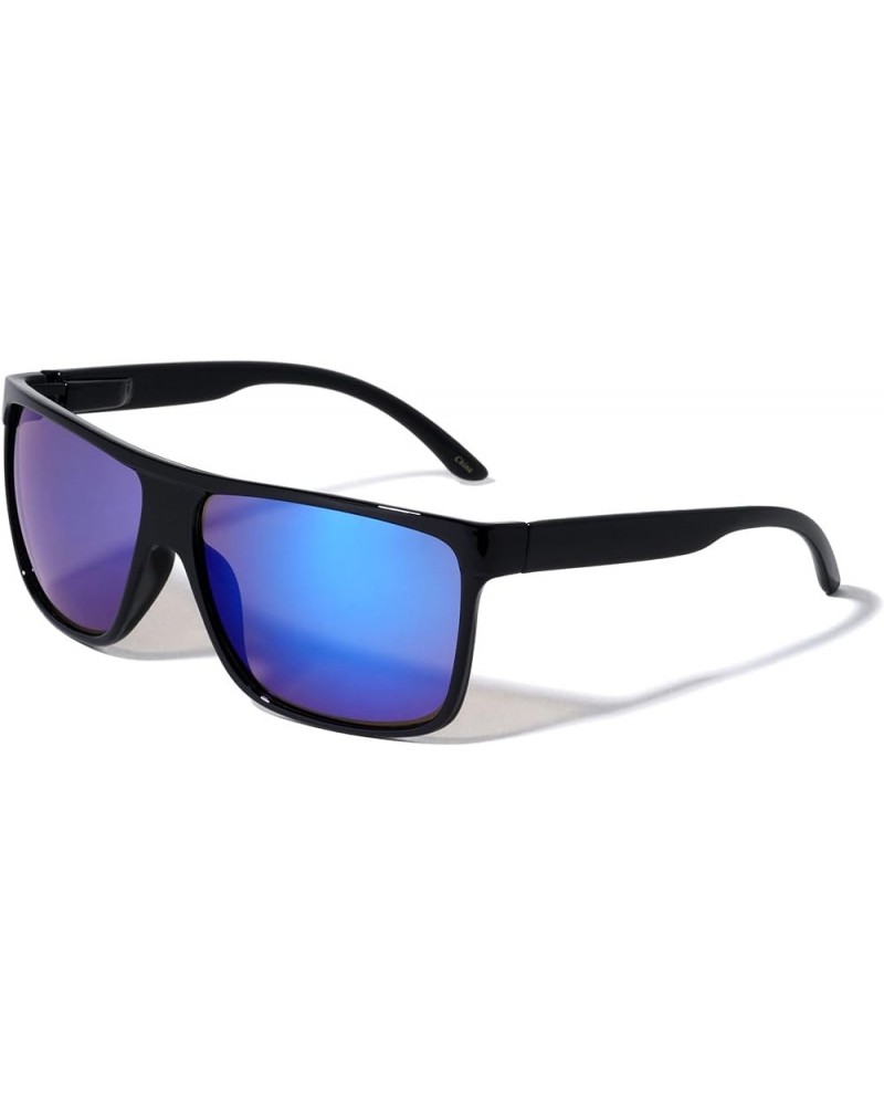 One Piece Frame Classic Square Color Mirror Sunglasses Blue $11.94 Aviator