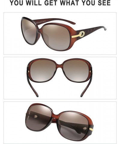 Classic Sunglasses for Women polarized womens sunglasses 100% UV Protection Shades 6214 Brown Frame Brown Lens $16.81 Oversized