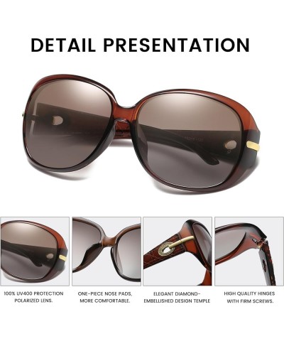 Classic Sunglasses for Women polarized womens sunglasses 100% UV Protection Shades 6214 Brown Frame Brown Lens $16.81 Oversized