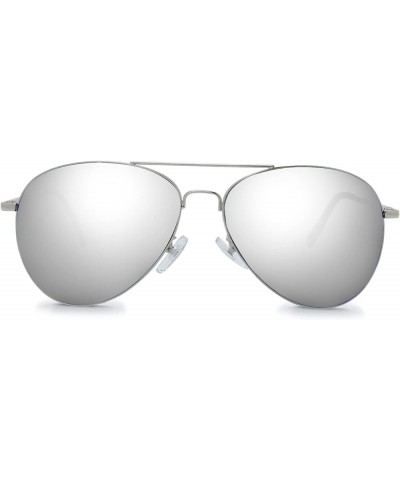 Classic Metal Frame Mirror Lens Aviator Sunglasses with Gift Box 36 Sliver (Spring Temple) Sliver $8.99 Aviator