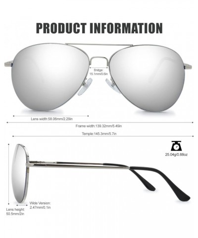 Classic Metal Frame Mirror Lens Aviator Sunglasses with Gift Box 36 Sliver (Spring Temple) Sliver $8.99 Aviator