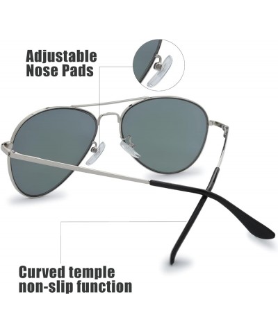 Classic Metal Frame Mirror Lens Aviator Sunglasses with Gift Box 36 Sliver (Spring Temple) Sliver $8.99 Aviator