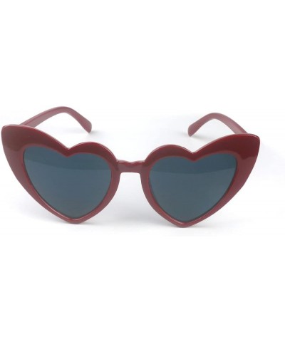 Love Heart Shaped Sunglasses for Women,Vintage Cat Eye Mod Style Retro Glasses Wine Red $6.26 Heart