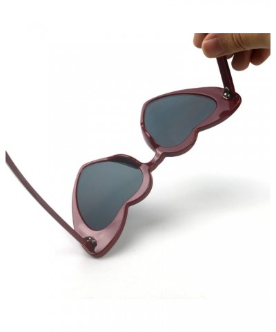 Love Heart Shaped Sunglasses for Women,Vintage Cat Eye Mod Style Retro Glasses Wine Red $6.26 Heart