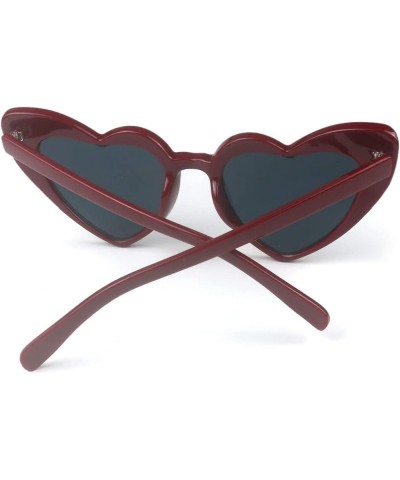 Love Heart Shaped Sunglasses for Women,Vintage Cat Eye Mod Style Retro Glasses Wine Red $6.26 Heart