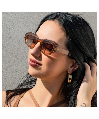 Classic Polarized Sunglasses for Women Rectangle Sunglass Fashion Multicolor Tortoise Frame Glasses Brown $7.29 Designer