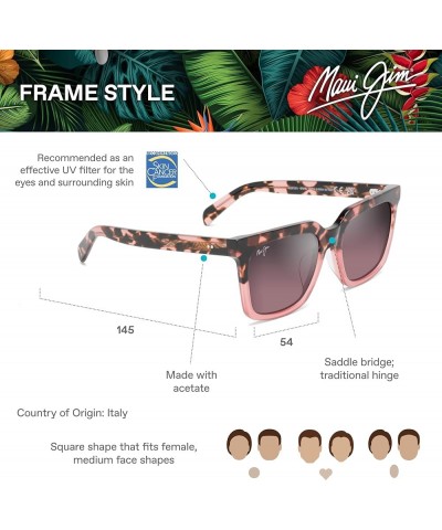 Rooftops Square Sunglasses Pink Tortoise W/Pink/Maui Rose Polarized $155.76 Square