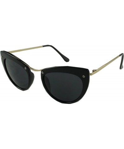 Women's Fifties Style Retro Non Polarized Sunglasses 50 Black Black $9.43 Designer