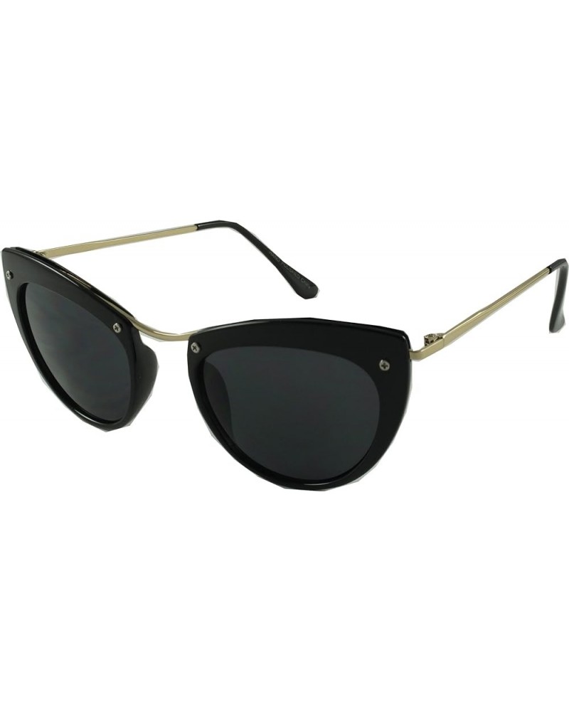 Women's Fifties Style Retro Non Polarized Sunglasses 50 Black Black $9.43 Designer