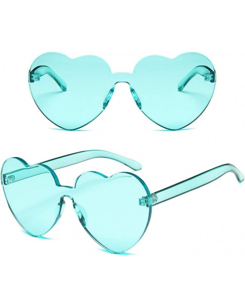 Fashion Heart Shaped Love Rimless Sunglasses with Lens Cloth, One Pieces Transparent Candy Color Frameless Glasses C9 Light G...