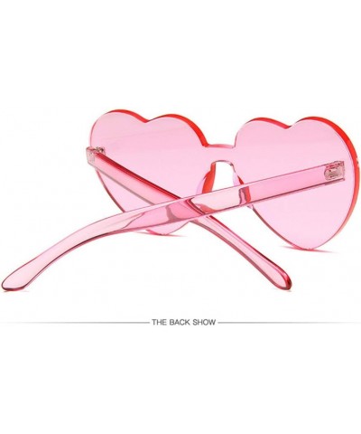 Fashion Heart Shaped Love Rimless Sunglasses with Lens Cloth, One Pieces Transparent Candy Color Frameless Glasses C9 Light G...