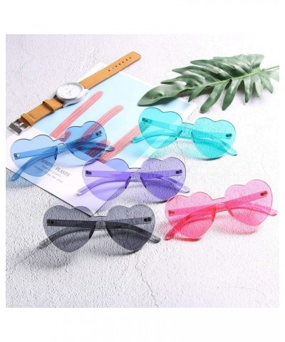 Fashion Heart Shaped Love Rimless Sunglasses with Lens Cloth, One Pieces Transparent Candy Color Frameless Glasses C9 Light G...