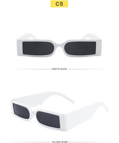 Rectangle Frame Sunglasses Women Retro Glasses Female Fashion Outdoor Driving 5-white-gray As Picture $14.86 Sport