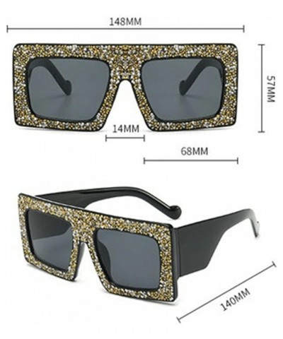 Trendy Shiny One Piece Oversized Rhinestone Sunglasses Women Luxury Diamond Sun Glasses Shades UV 2pcs-black&brown $9.87 Square