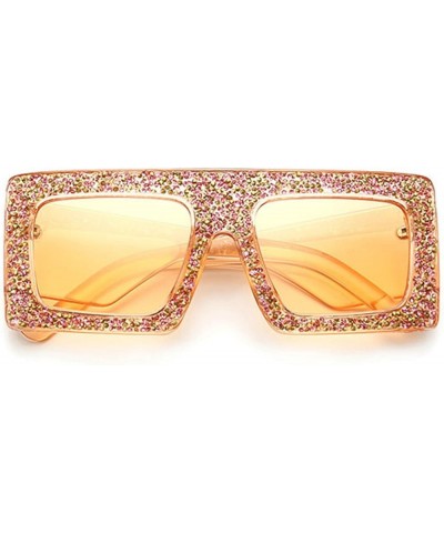 Trendy Shiny One Piece Oversized Rhinestone Sunglasses Women Luxury Diamond Sun Glasses Shades UV 2pcs-black&brown $9.87 Square