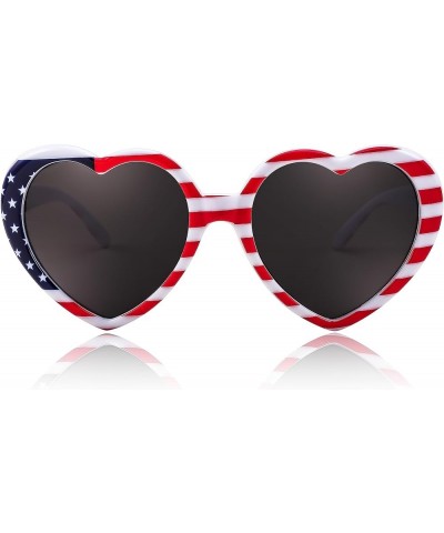 Polarized Heart Shaped Sunglasses Oversized Vintage Fashion Love Eyeglasses for Women UV400 B2337 Flag $10.50 Rimless