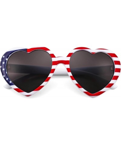 Polarized Heart Shaped Sunglasses Oversized Vintage Fashion Love Eyeglasses for Women UV400 B2337 Flag $10.50 Rimless