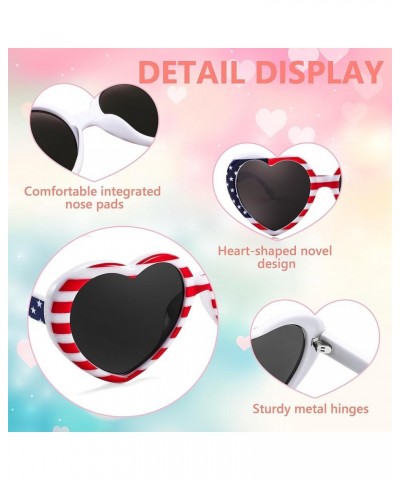 Polarized Heart Shaped Sunglasses Oversized Vintage Fashion Love Eyeglasses for Women UV400 B2337 Flag $10.50 Rimless