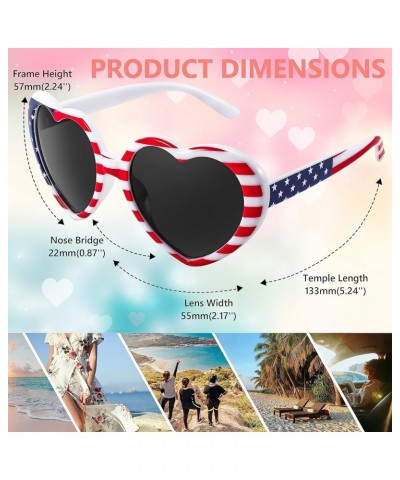 Polarized Heart Shaped Sunglasses Oversized Vintage Fashion Love Eyeglasses for Women UV400 B2337 Flag $10.50 Rimless