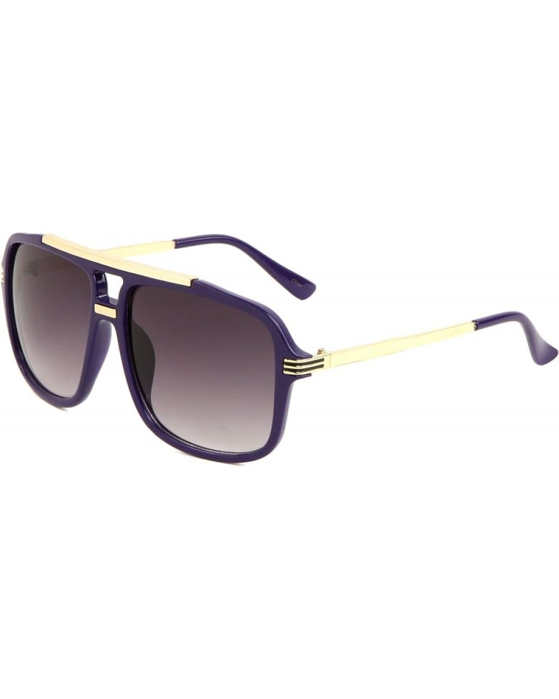 Evidence Metal & Plastic Hip Hop Flat Top Aviator Sunglasses Purple & Gold Frame Black Gradient $8.67 Aviator