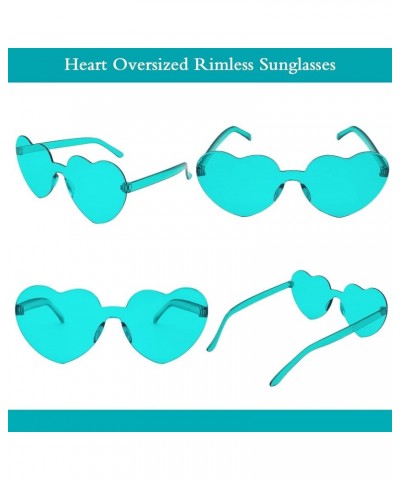 12 Pairs Heart Shape Rimless Valentines Sunglasses Love Glasses for Valentine's Day Easter 4th of July Party Favor Lake Blue ...