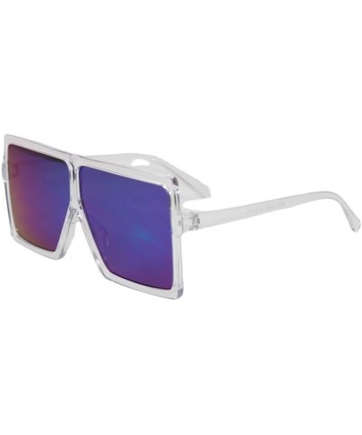 Clear Frame Mirror Tint Square Sunglasses Purple $7.10 Square