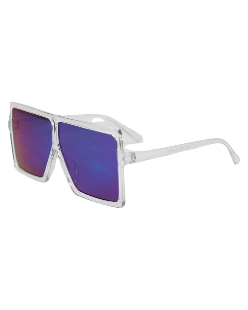 Clear Frame Mirror Tint Square Sunglasses Purple $7.10 Square