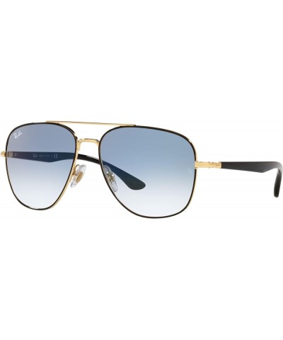 Rb3683 Square Sunglasses Black on Gold/Clear Gradient Blue $66.91 Aviator