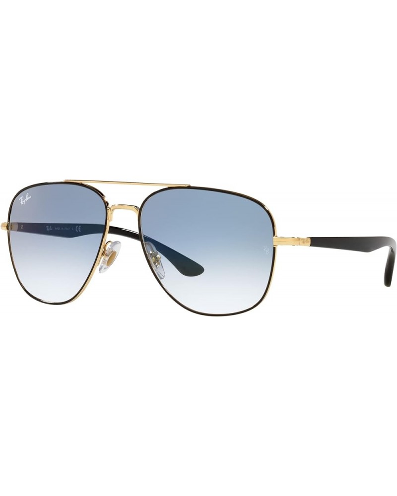 Rb3683 Square Sunglasses Black on Gold/Clear Gradient Blue $66.91 Aviator