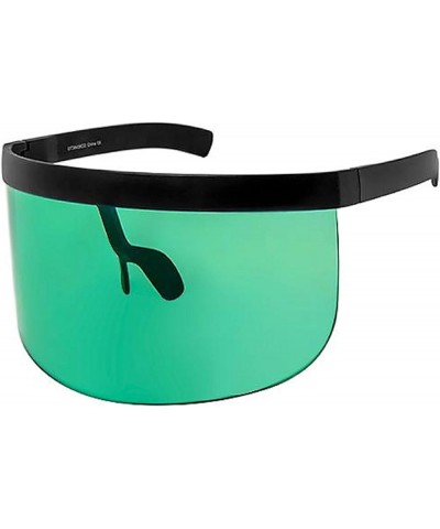 Oversized Futuristic Shield Visor Sunglasses Flat Top Mirrored Mono Lens Black Green $9.49 Oversized