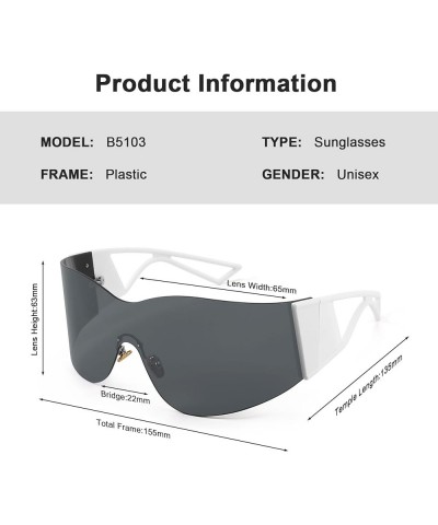 Vision Oversized Futuristic Sunglasses,Wrap Around Shield Fashion Shades,Y2k Fashion Trendy Rimless Sun Glasses C5 $11.96 Rim...