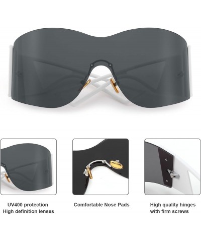 Vision Oversized Futuristic Sunglasses,Wrap Around Shield Fashion Shades,Y2k Fashion Trendy Rimless Sun Glasses C5 $11.96 Rim...