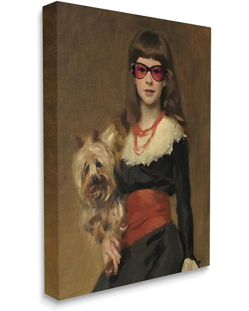 Traditional Female Portrait Modernized Puppy Glam Sunglasses, Designed by Jacob Green Canvas Wall Art, 24 x 30, Brown 24x30 B...