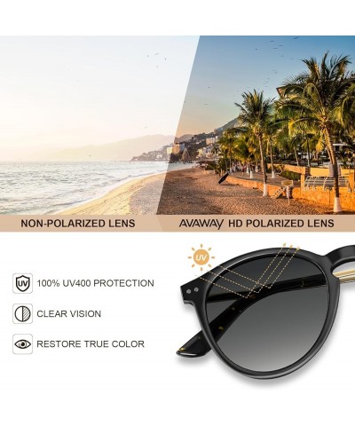 Womens Trendy Sunglasses Polarized UV 400 Protection Classic Round Key Hole Metal Arm Category 3 Sun Shades Sunnies 1: Black ...