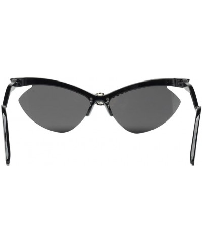 Bling Diamond Retro Style Sunglasses Clear Half Frame Cat Eye Shining Rhinestone Sun Glasses Black $11.85 Cat Eye