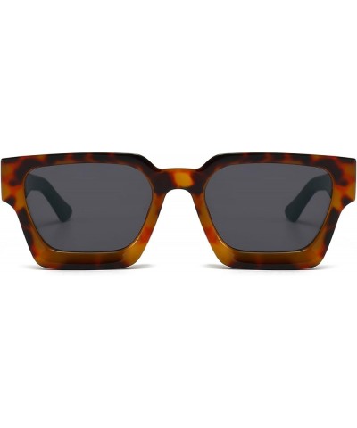 Thick Square Frame Sunglasses for Women Men Fashion Chunky Rectangle Sun Glasses Black Shades 18 Tortoise Green/Grey $11.99 A...