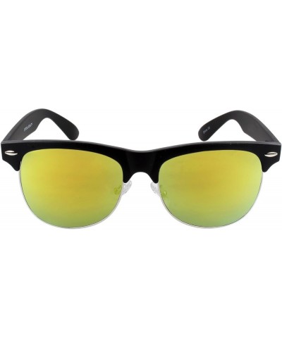 Fashion Half Frame Semi-Rimless Sunglass Gold Mirror Lens $6.83 Rimless