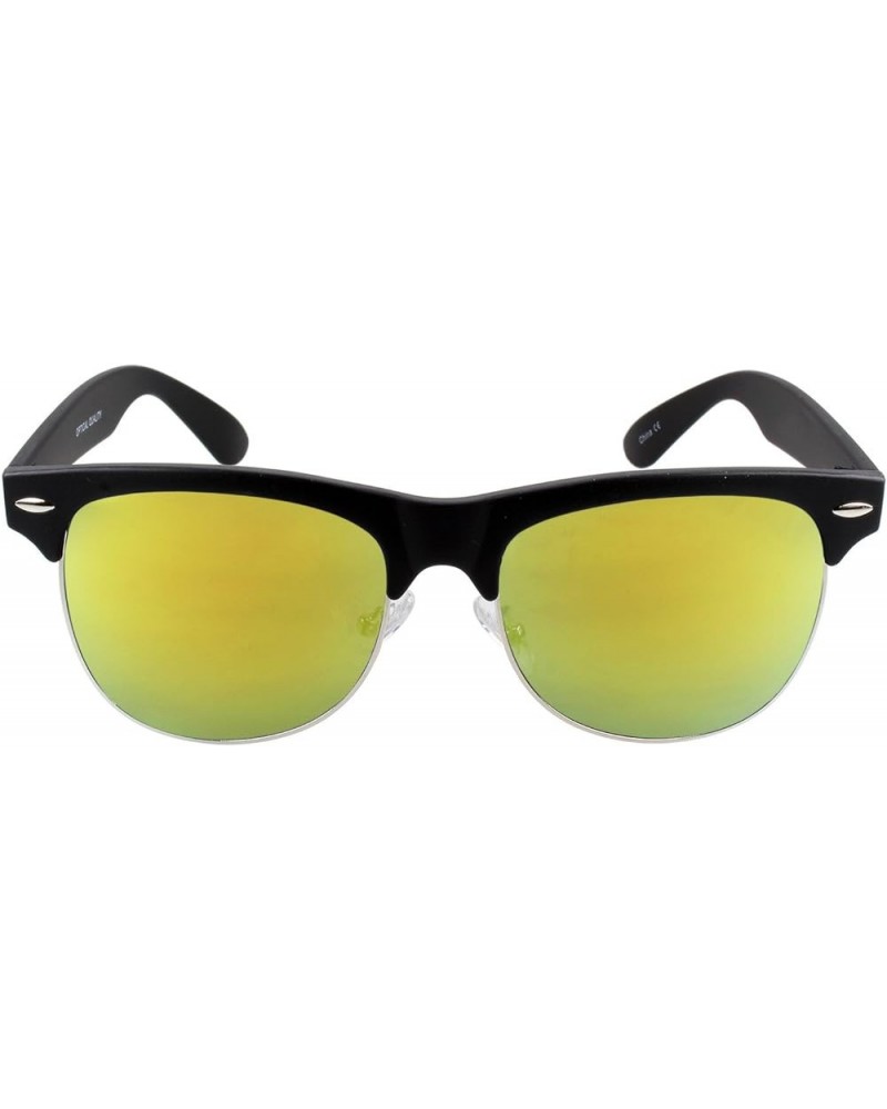 Fashion Half Frame Semi-Rimless Sunglass Gold Mirror Lens $6.83 Rimless