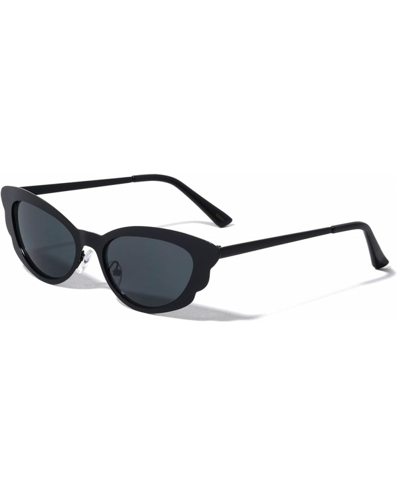 Albury Wing Shape Metal Cat Eye Sunglasses M10653 Black $11.14 Aviator