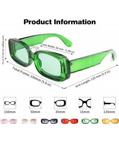 Y2K Trendy Rectangle Sunglasses for Women Men Retro 90s Glasses Thick Square Frames Aesthetic Accessories Sun Glasses A5 Gree...