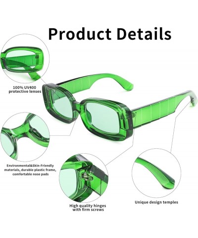 Y2K Trendy Rectangle Sunglasses for Women Men Retro 90s Glasses Thick Square Frames Aesthetic Accessories Sun Glasses A5 Gree...