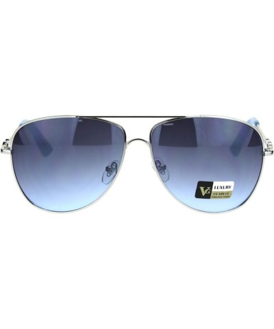 Womens Rhinestone Bling Officer Style Luxury Pilots Sunglasses Silver Blue Smoke $10.41 Pilot