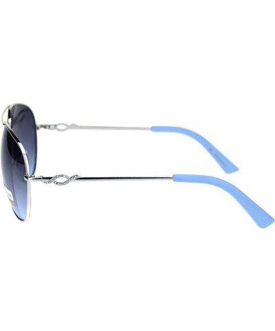 Womens Rhinestone Bling Officer Style Luxury Pilots Sunglasses Silver Blue Smoke $10.41 Pilot