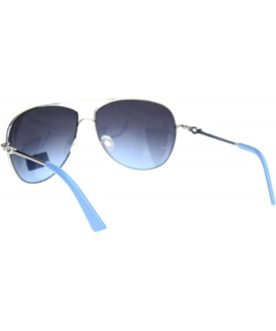 Womens Rhinestone Bling Officer Style Luxury Pilots Sunglasses Silver Blue Smoke $10.41 Pilot