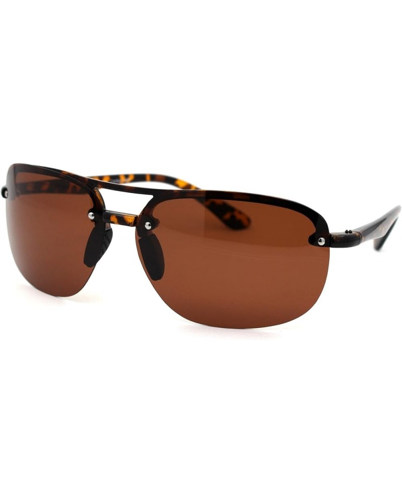 Polarized Mens Classic 90s Half Rim Rimless Style Racer Sunglasses Shiny Tortoise Brown $9.98 Rimless